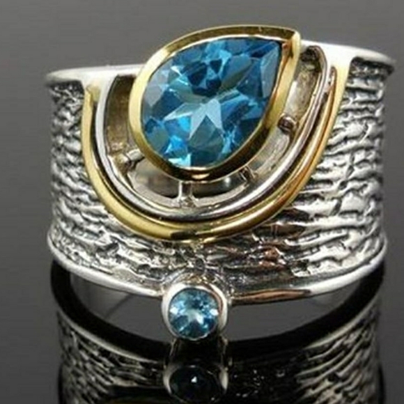 Sterling silver blue sapphire ring - Picture 1 of 1